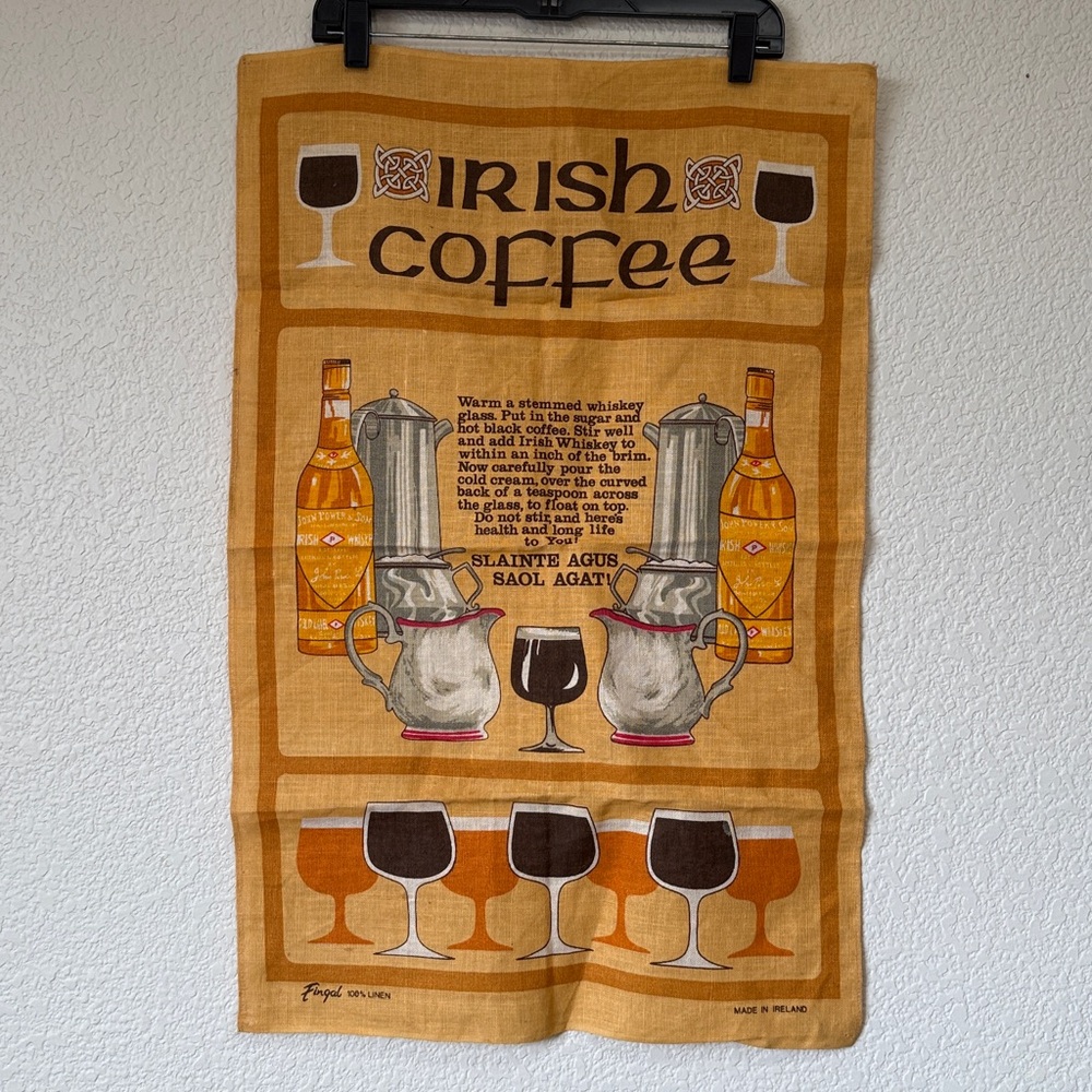 Vintage Fingal Irish Linen Tea Towel. Made in Ireland